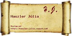 Haszler Júlia névjegykártya